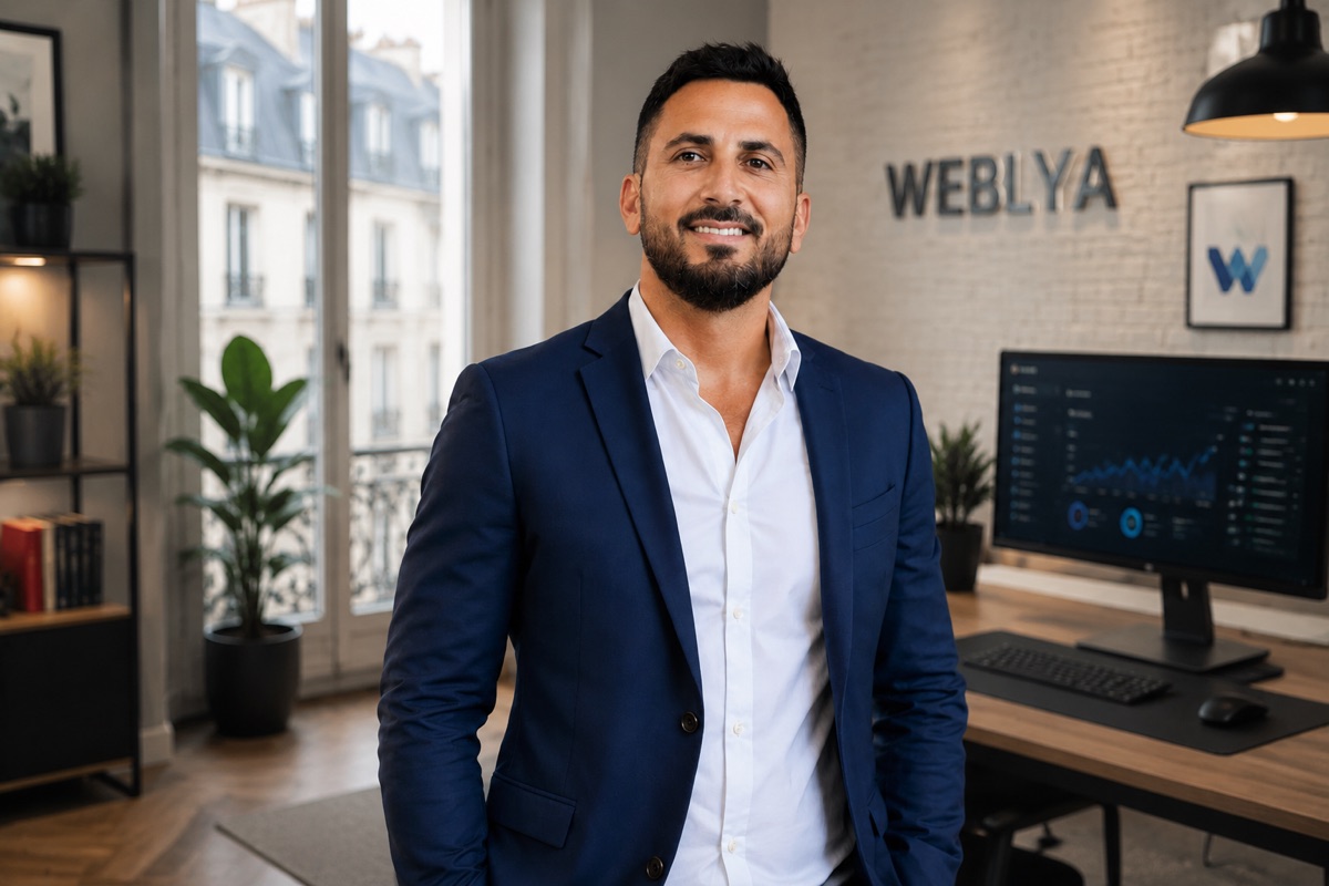Jeff Meimoun, fondateur de Weblya (LORENA DIGITAL), dans les bureaux Weblya